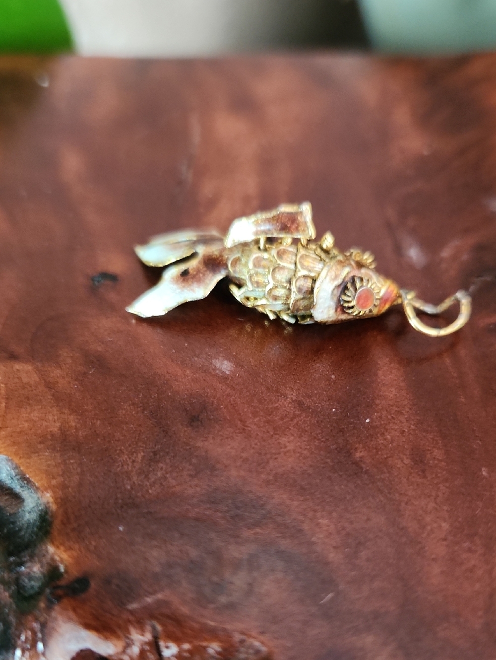 Tiny Sterling Silver Chinese Fish Charm Necklace Pendant